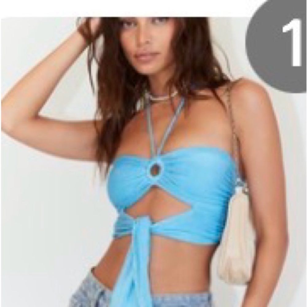 Princess Polly Turquoise Ruched Crop Top - Picture 3 of 3